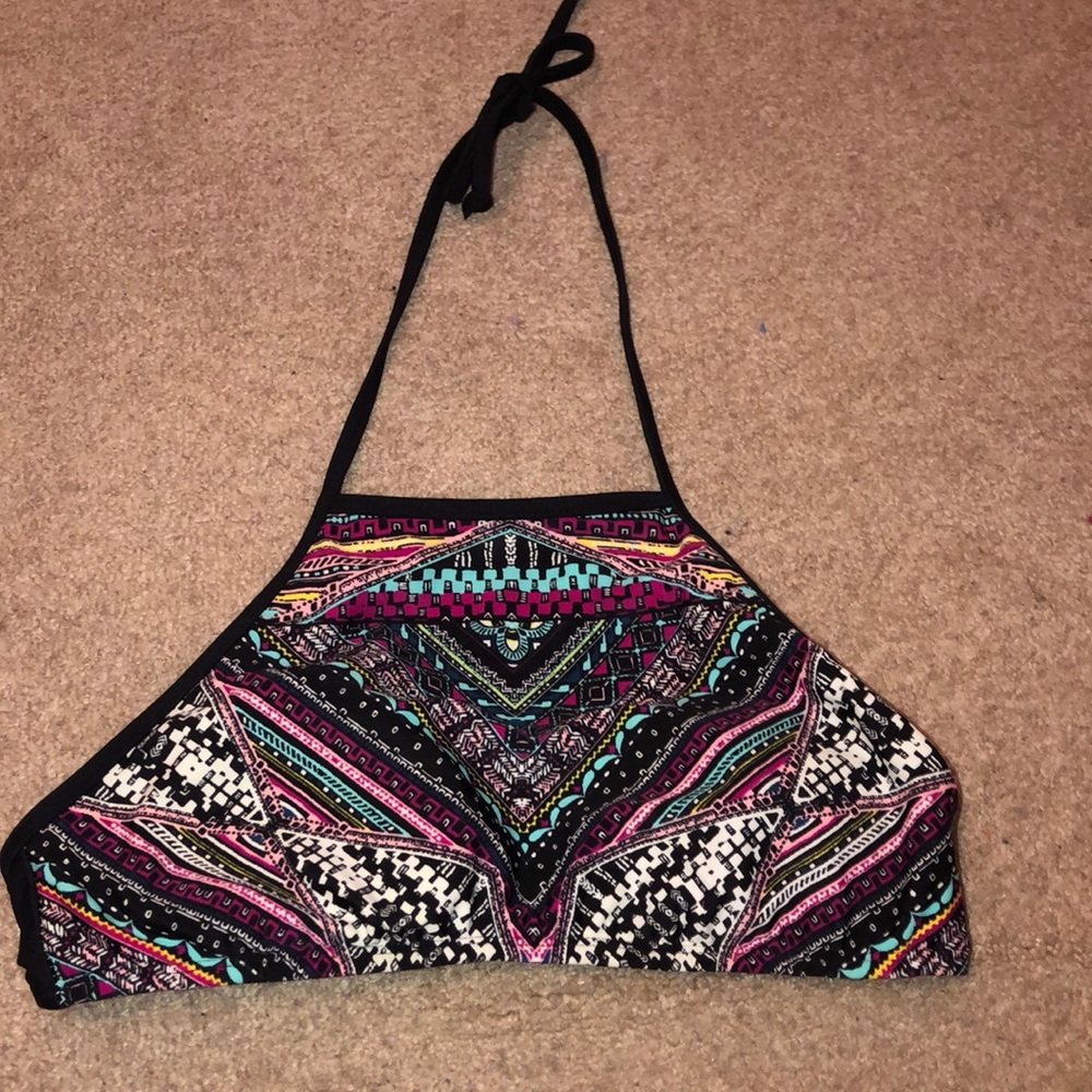pattern halter bikini top